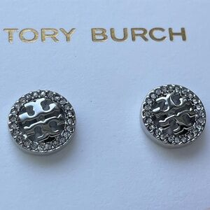 Tory Burch Silver Pave stud earrings